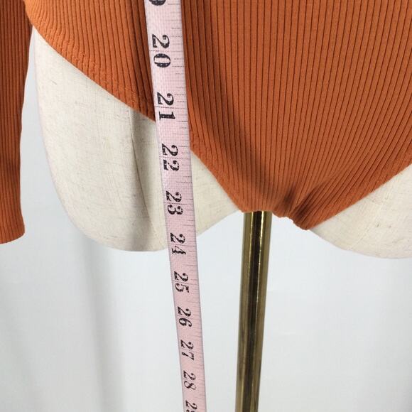 LULU'S SZ M Pumpkin Ribbed Long Sleeve Mock Neck Ribbed Bodysuit NEW B84 - Picture 3 of 7